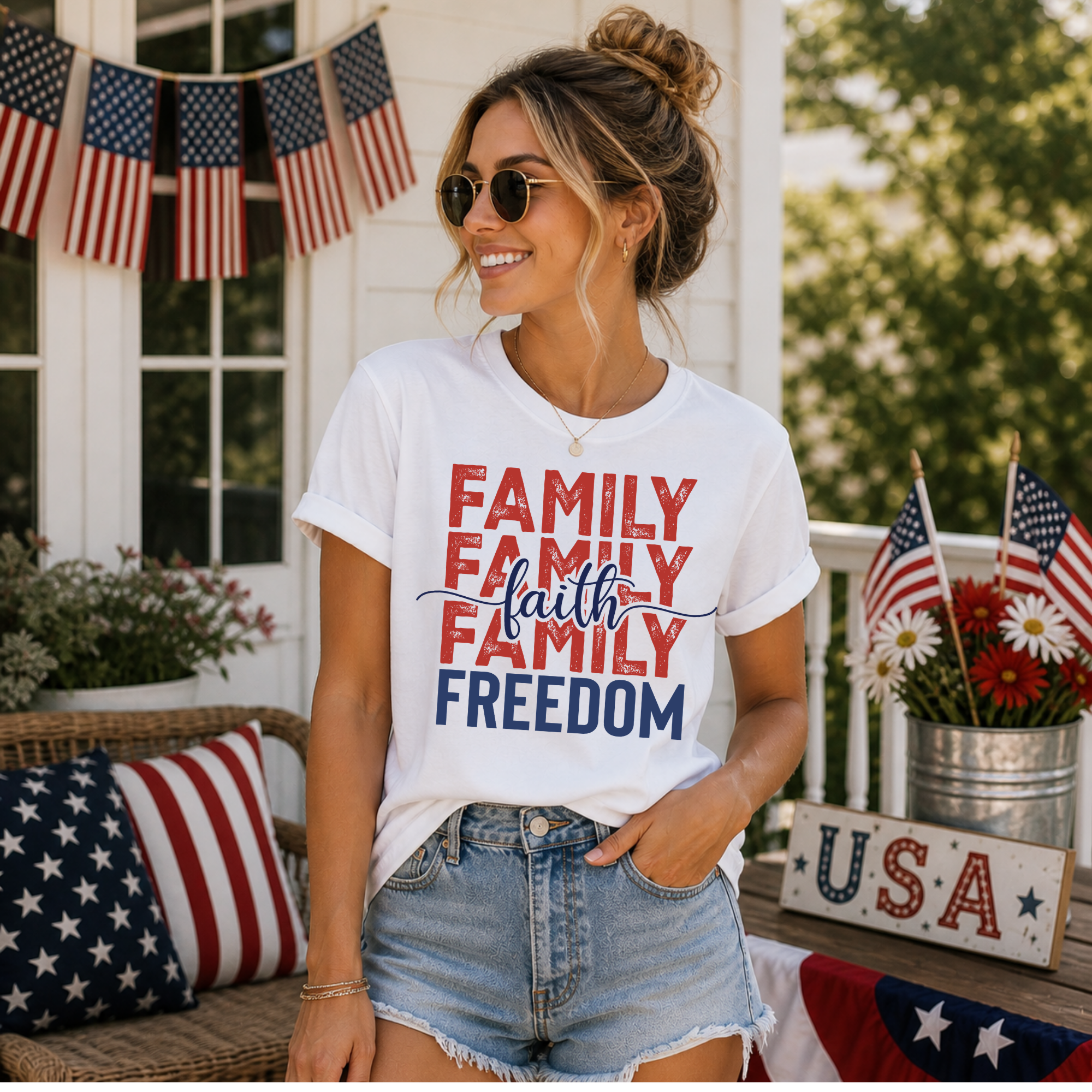 Faith · Family · Freedom | Faith & Freedom Tee - Stacked