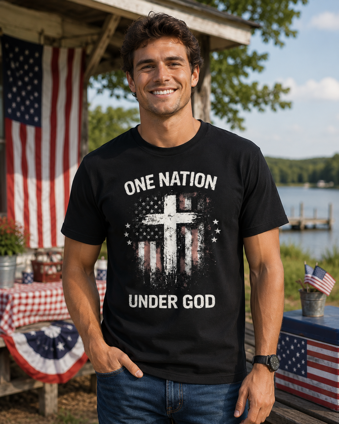 One Nation Under God | For Him | Faith & Freedom Tee