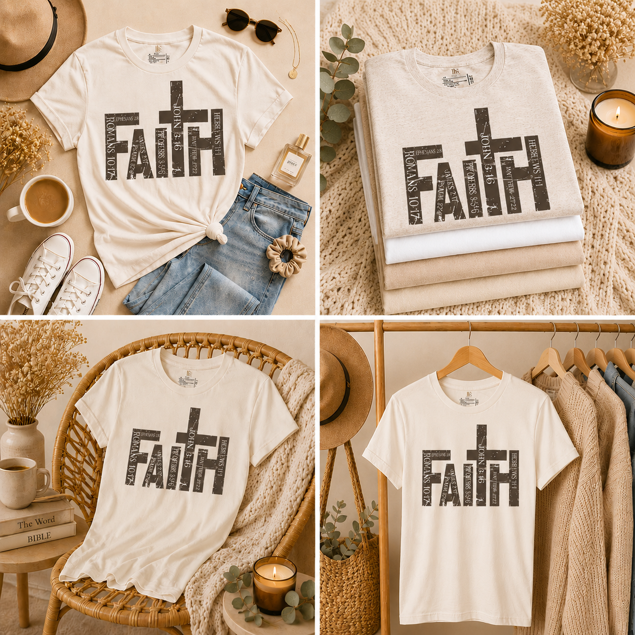 Scripture-Filled "Faith" Typography | Graphic Faith Tee