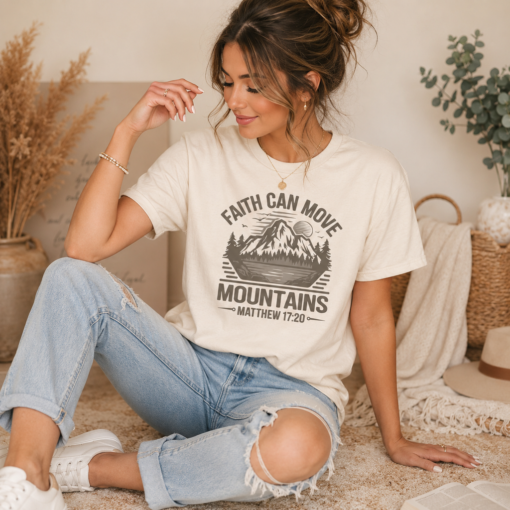 Faith Can Move Mountains | Matthew 17:20 | Graphic Faith Tee