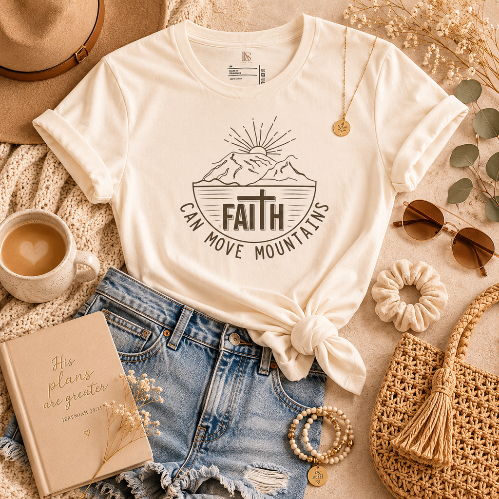 Faith Can Move Mountains | Matthew 17:20 | Minimalist Faith Tee