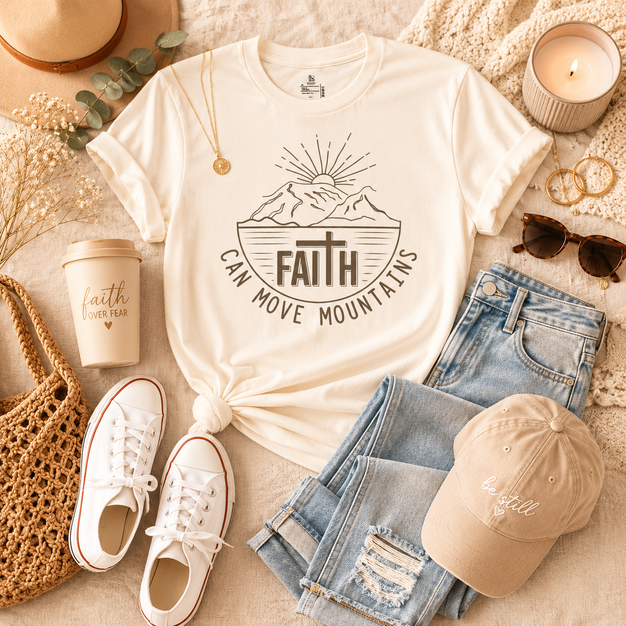 Faith Can Move Mountains | Matthew 17:20 | Minimalist Faith Tee