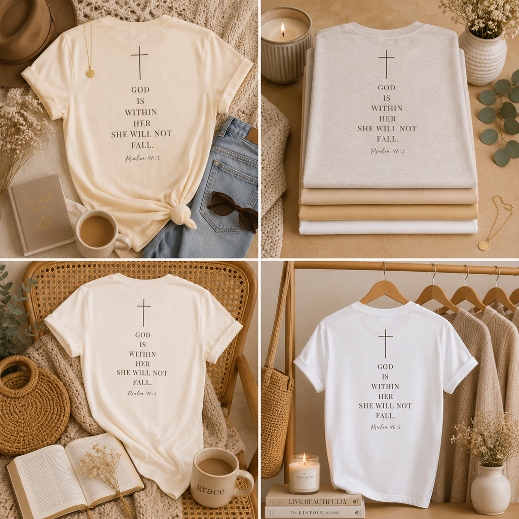 God is Within Her She Will Not Fall | Psalm 46:5 | Faith Tee