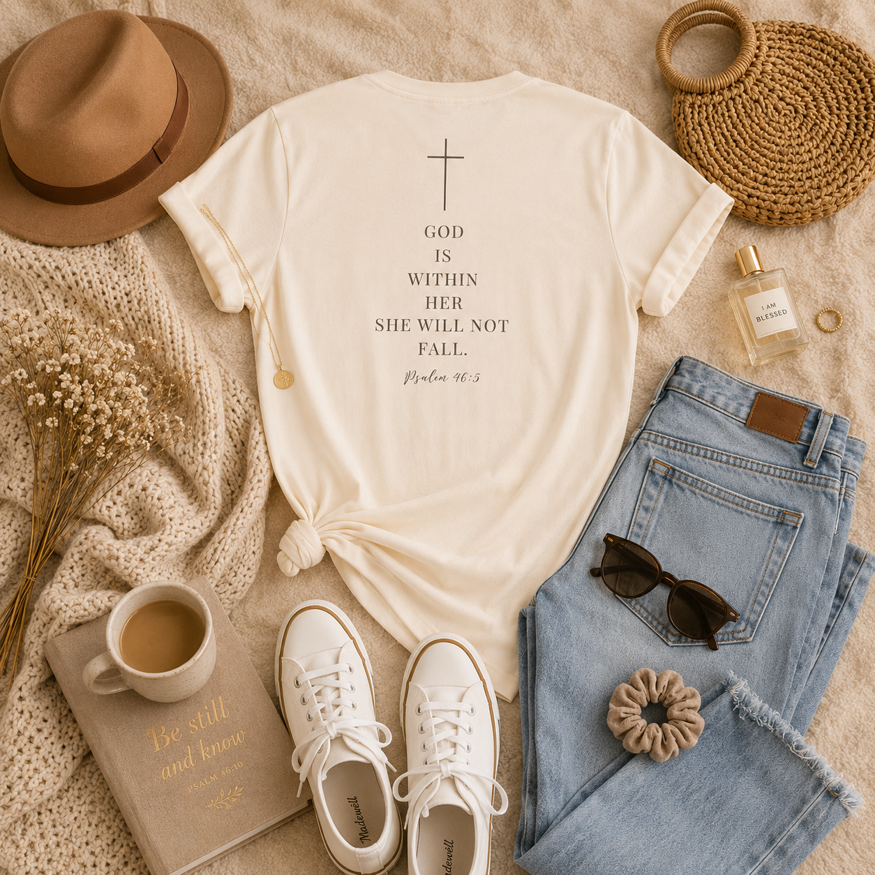 God is Within Her She Will Not Fall | Psalm 46:5 | Faith Tee