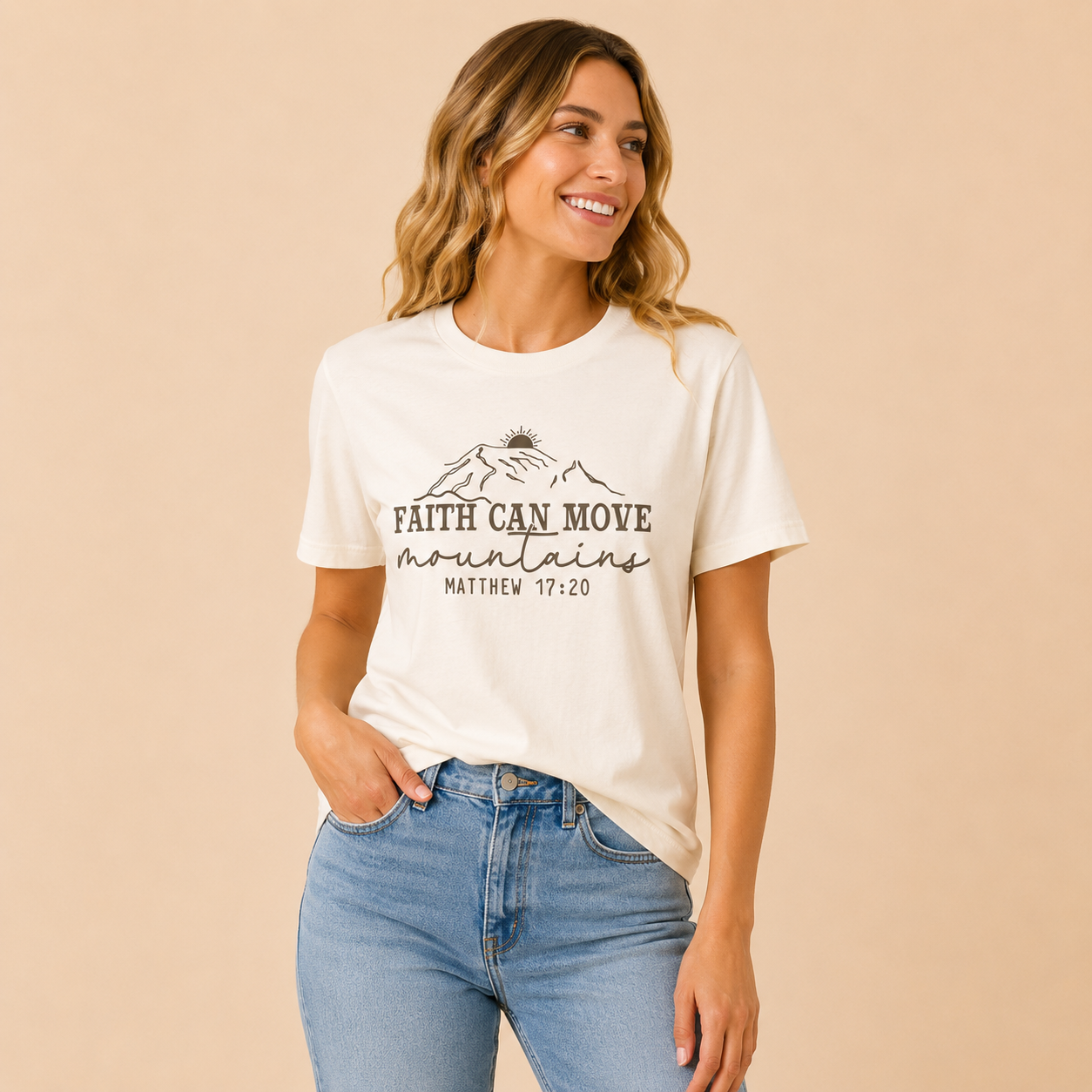 Faith Can Move Mountains | Matthew 17:20 | Minimalist Faith Tee