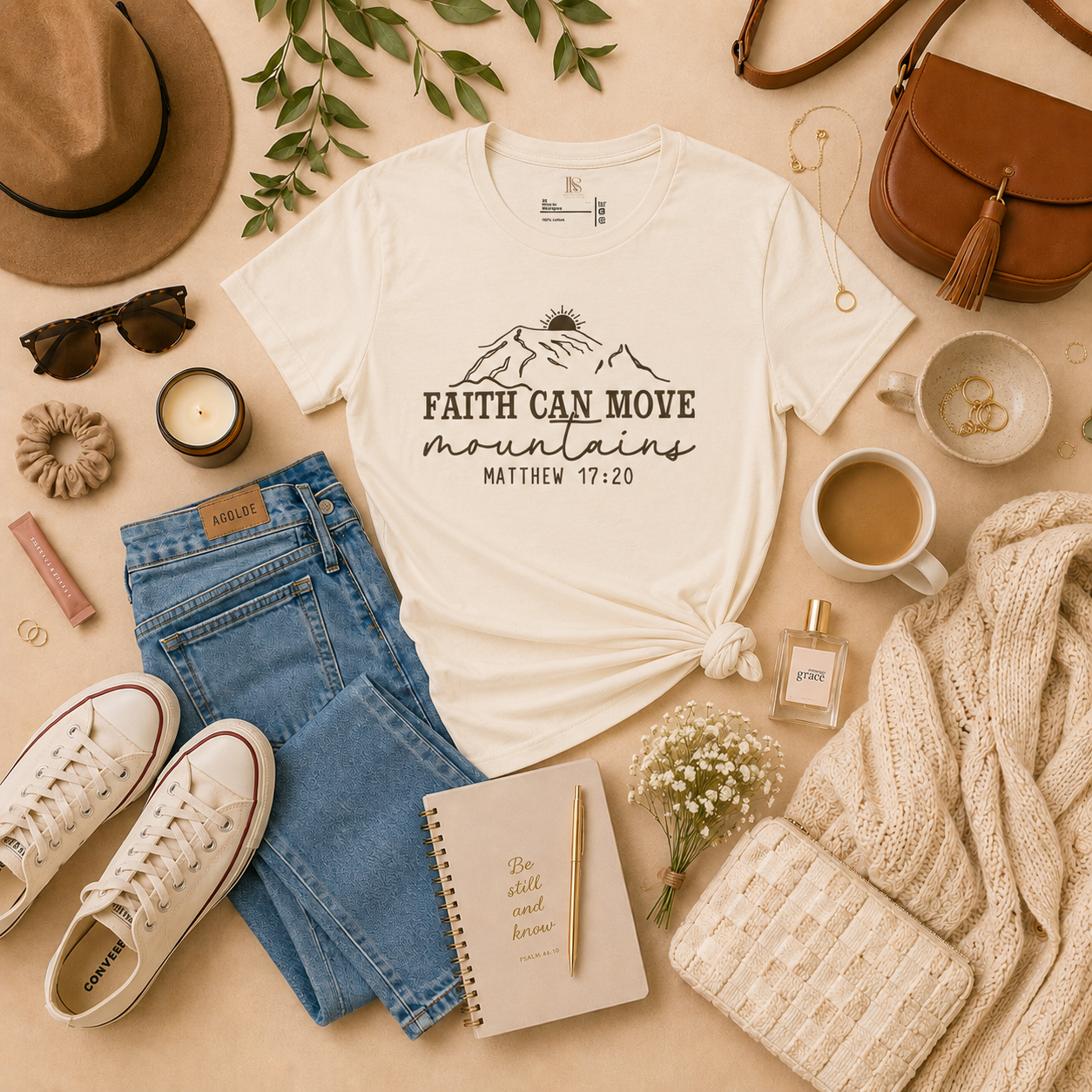 Faith Can Move Mountains | Matthew 17:20 | Minimalist Faith Tee