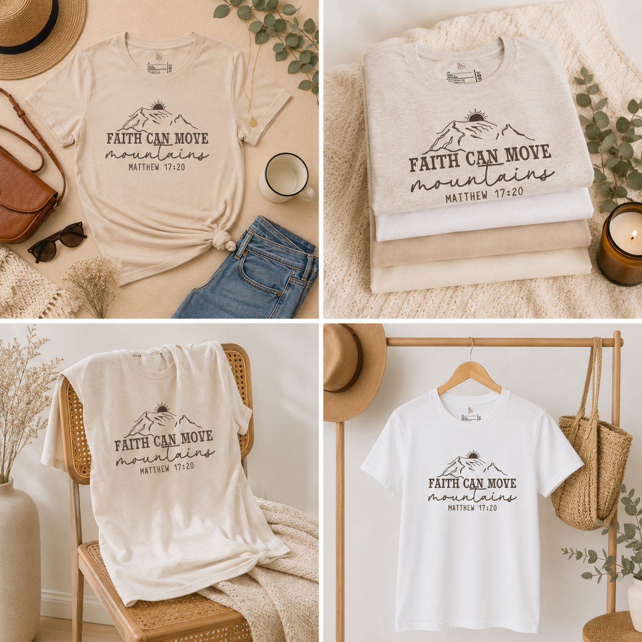 Faith Can Move Mountains | Matthew 17:20 | Minimalist Faith Tee