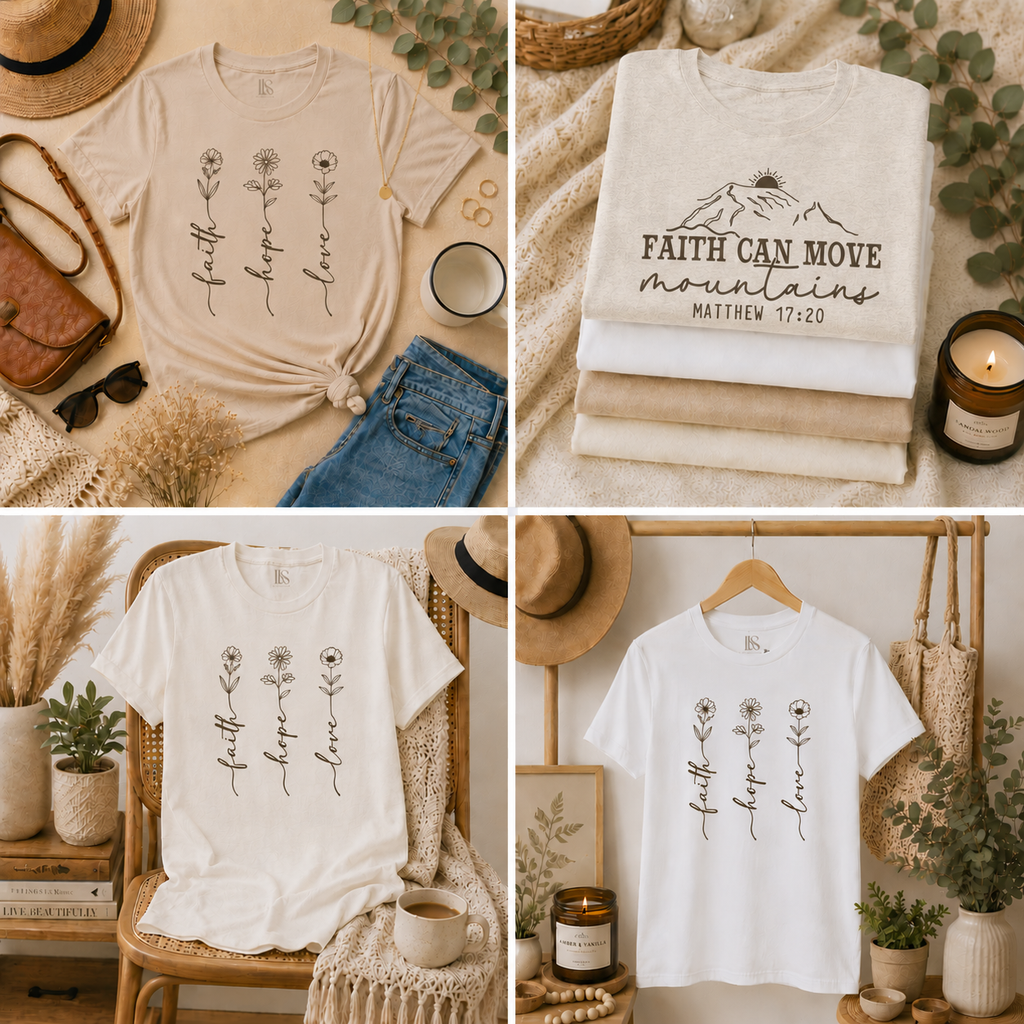 Faith, Hope, Love Flower | Minimalist Faith Tee