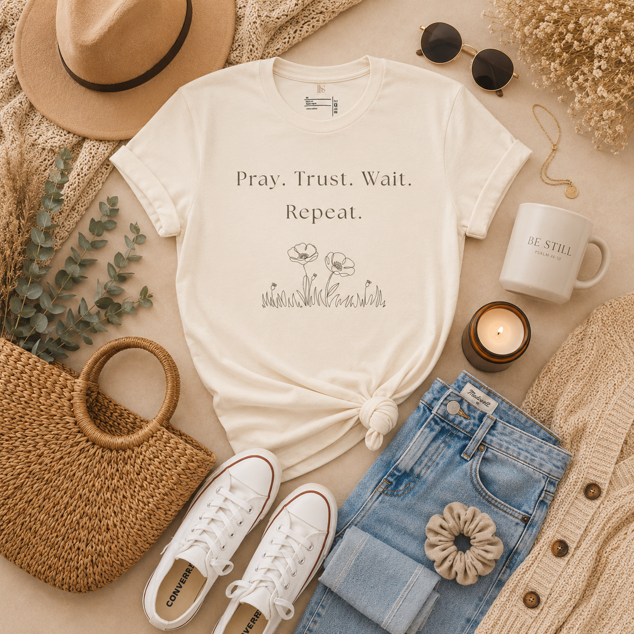Pray. Trust. Wait. Repeat | Faith Tee
